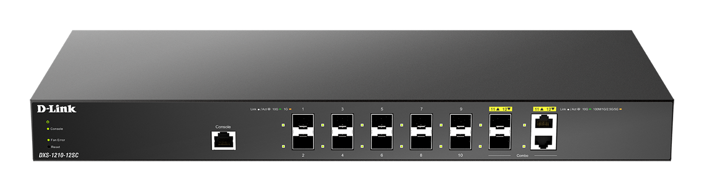 D-Link DXS-1210-12SC 12 Port Smart Managed Switch including 10x10 SFP+ ports & 2 x Combo 10GBase-T/S