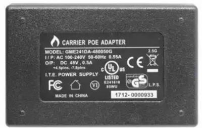 OEM pasive Gigabit PoE adapter GME241DA-480050G, 48V 0.5A, grounded with ac cord