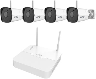 UNV IP WiFi KIT, NVR NVR301-04LS3-W + 4x IP bullet camera IPC2122LB-AF28WK-G-White, 2MP