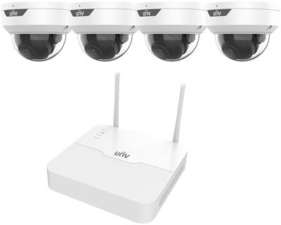 UNV IP WiFi KIT, NVR NVR301-04LS3-W + 4x IP dome camera IPC322LB-AF28WK-G-White, 2MP