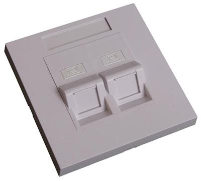EuroLan modular UTP concealed socket, for 2x keystone, 45°, white, without keystones