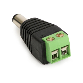 Reduction jack / terminal, MALE standard DC 2.1 / 5.5 power connector (for CCTV cameras)
