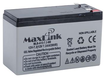 MaxLink lead acid battery AGM 12V 7.2Ah, Faston 6.3mm