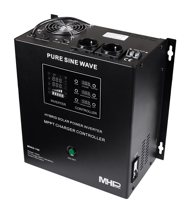 Backup power supply MHPower MSKD-700-12, UPS, 700W, pure sine, 12V, MPPT solar controller