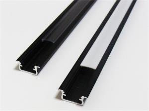 ALUMINUM recessed profile for led strips, 2m, for strip 10mm, black, ALU MOLDING