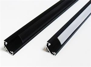 ALUMINUM corner profile for led strips, 2m, for strip 10mm, black ALU MOLDING