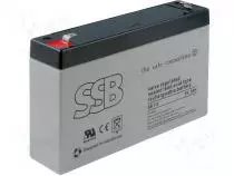 SSB AGM lead acid battery 6V 7Ah, lifetime 6-9 years, Faston 4,8mm
