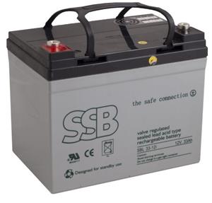 SSB AGM lead acid battery 12V 33Ah, lifetime 10-12 years, M6 connector