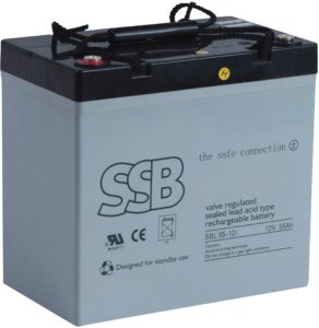 SSB AGM lead acid battery 12V 55Ah, lifetime 10-12 years, M6 connector