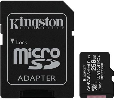 KINGSTON 256GB microSDHC CANVAS Plus Memory Card 100MB/s UHS-I + adapter