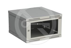 Solarix wall cabinet SENSA 6U 600mm, glass door, grey