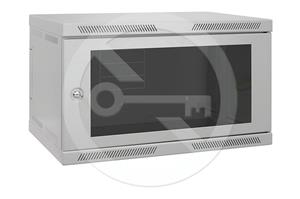 Solarix wall cabinet assembled SENSA 9U 400mm, glass door, grey