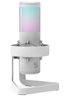 SPC Gear AXIS Onyx White streaming microphone / USB / selectable directionality / headphone output / RGB