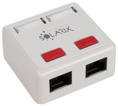 Solarix ethernet socket CAT5E UTP 2 x RJ45 on wall, white