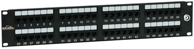 Solarix patch panel 48 x RJ45 CAT6 UTP, black, 2U
