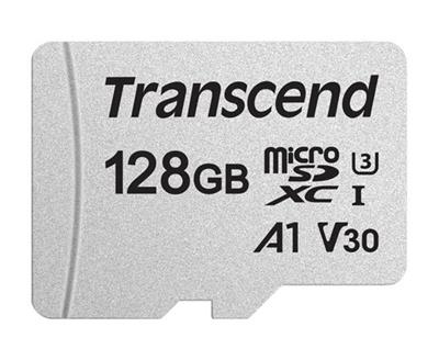 Transcend 128GB microSDXC 300S UHS-I U3 V30 A1 3D TLC (Class 10) memory card (without adapter), 95MB