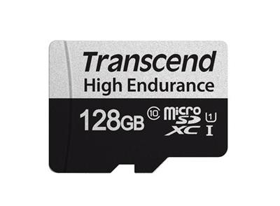 Transcend 128GB microSDXC 350V UHS-I U1 (Class 10) High Endurance memory card, 95MB / s R, 45MB / s W