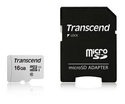 Transcend 16GB microSDHC 300S UHS-I U1 (Class 10) memory card (with adapter)
