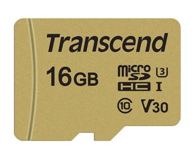Transcend 16GB microSDHC 500S UHS-I U3 V30 (Class 10) MLC memory card, 95MB / s R, 60MB / s W (with adap