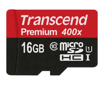 Transcend 16GB microSDHC UHS-I 400x Premium (Class 10) memory card (without adapter)