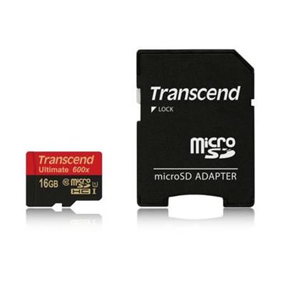 Transcend 16GB microSDHC (Class10) UHS-I 600x (Ultimate) MLC memory card (with adapter)
