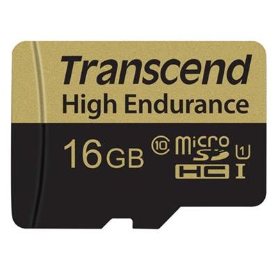 Transcend 16GB microSDHC UHS-I U1 (Class 10) High Endurance MLC industrial memory card (with adapter