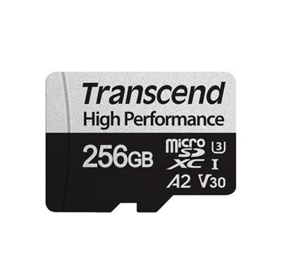 Transcend 256GB microSDXC 330S UHS-I U3 V30 A2 (Class 10) memory card (without adapter), 100MB / s R,