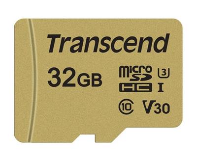 Transcend 32GB microSDHC 500S UHS-I U3 V30 (Class 10) MLC memory card (with adapter), 95MB / s R, 60