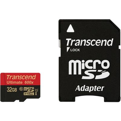 Transcend 32GB microSDHC (Class10) UHS-I 600x (Ultimate) MLC memory card (with adapter)