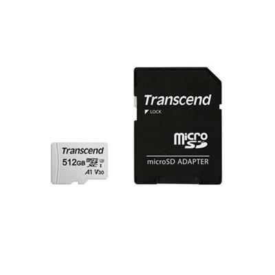 Transcend 512GB microSDXC 300S UHS-I U3 V30 A1 (Class 10) memory card (with adapter), 95MB / s R, 40