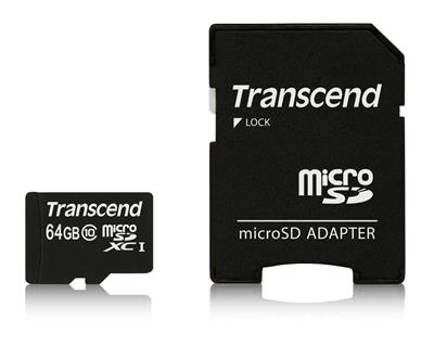 Transcend 64GB microSDXC (Class 10) memory card (with adapter)