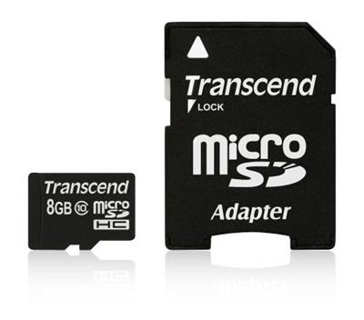 Transcend 8GB microSDHC (Class 10) memory card (with adapter)