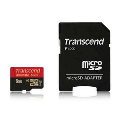 Transcend 8GB microSDHC (Class10) UHS-I 600x (Ultimate) MLC memory card (with adapter)