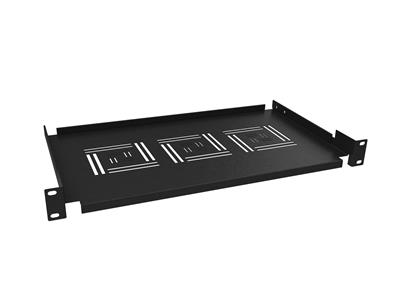 Solarix shelf 19" 1U 250mm storage tray BK front rail mount UP-02-B