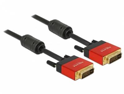 Delock Cable DVI 24 + 1 male> DVI 24 + 1 male 5 m red metal clip