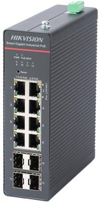 Hikvision DS-3T1512HP-SI-8P4FKIT(75W) - industrial PoE switch, 8x GPOE, 75W