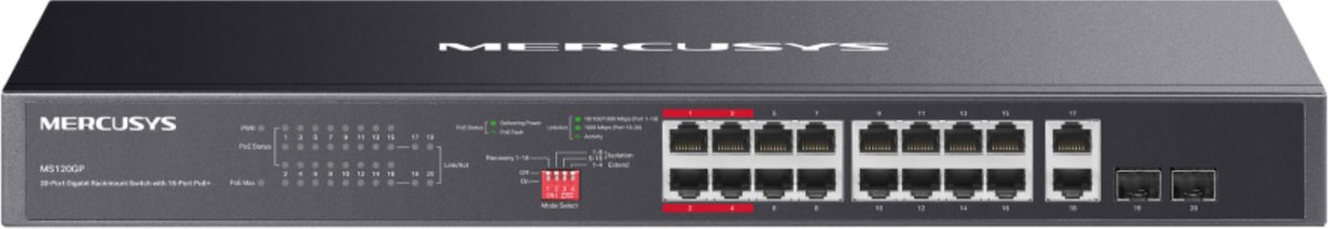 MERCUSYS MS120GP 20port Gigabit rackmount switch with 16 ports PoE+
