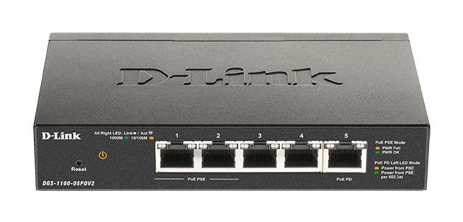 D-Link 5-Port Gigabit PoE Smart Managed Switch with 1 PD port