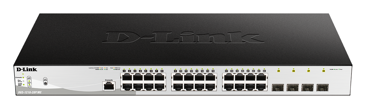 D-Link DGS-1210-28P/ME 24-Port 10/100/1000BASE-T PoE + 4-Port 1 Gbps SFP Metro Ethernet Managed Swit