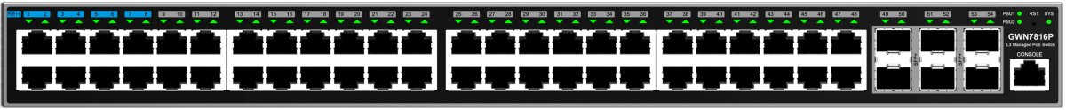 Grandstream GWN7816P Layer 3 Managed Network Switch - 48 ports, 6x SFP+