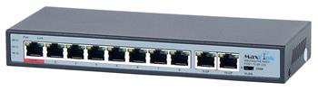 MaxLink PoE switch PSBT-10-8P-250, 10x LAN/8x PoE 250m, 802.3af/at/bt