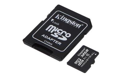 KINGSTON 32GB microSDHC Industrial C10 A1 pSLC Card + SD Adapter