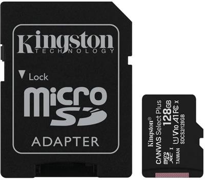 KINGSTON 128GB microSDHC CANVAS Plus Memory Card 100MB/s UHS-I + adapter